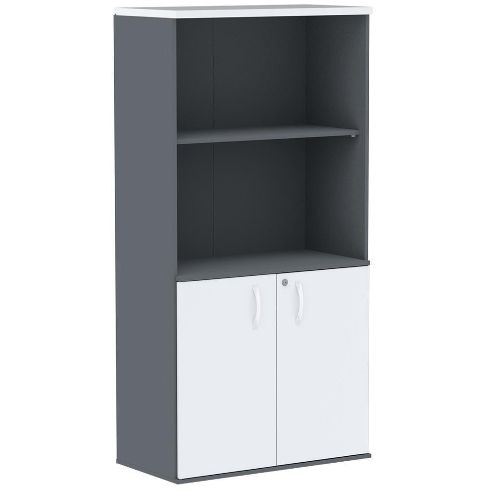 Armário Misto Pe25 Pandin 79,20 Cm Em Mdp Grafito E Branco Com Duas Portas E Prateleira Superior - 1