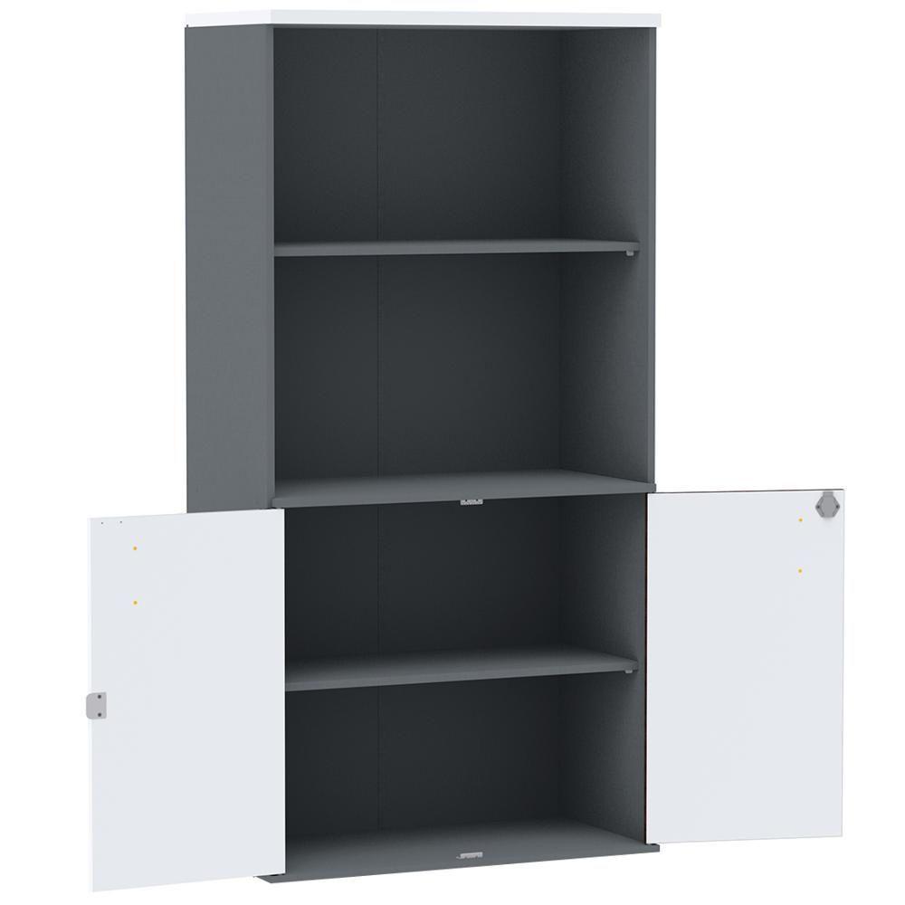 Armário Misto Pe25 Pandin 79,20 Cm Em Mdp Grafito E Branco Com Duas Portas E Prateleira Superior - 4