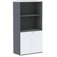 Armário Misto Pe25 Pandin 79,20 Cm Em Mdp Grafito E Branco Com Duas Portas E Prateleira Superior - 1