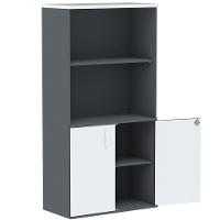 Armário Misto Pe25 Pandin 79,20 Cm Em Mdp Grafito E Branco Com Duas Portas E Prateleira Superior - 2