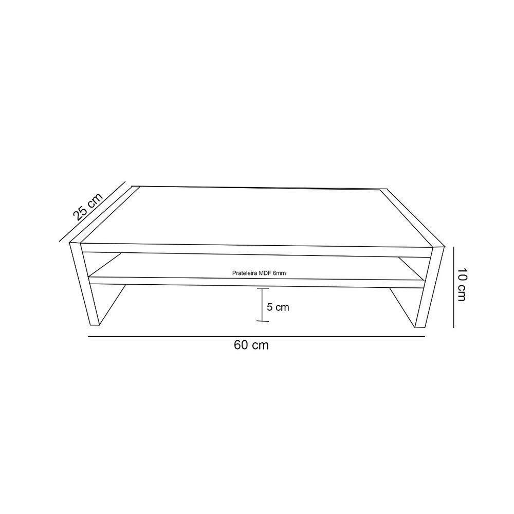 Suporte C/ Prateleira Para Monitor Preto Em Mdf - 2