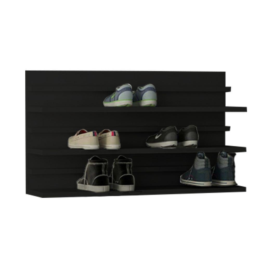 Sapateira Suspensa 3 Prateleiras Preto Em Mdf - 3