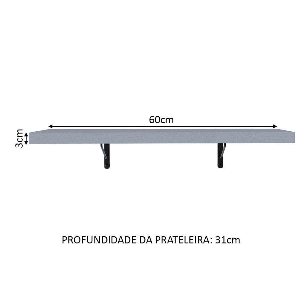 Kit 2 Prateleiras Suspensas Para Cozinha Madesa 60 Cm Com Mão Francesa - Cinza Cinza - 8