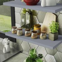Kit 2 Prateleiras Suspensas Para Cozinha Madesa 60 Cm Com Mão Francesa - Cinza Cinza - 9