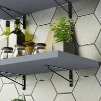 Kit 2 Prateleiras Suspensas Para Cozinha Madesa 60 Cm Com Mão Francesa - Cinza Cinza - 11