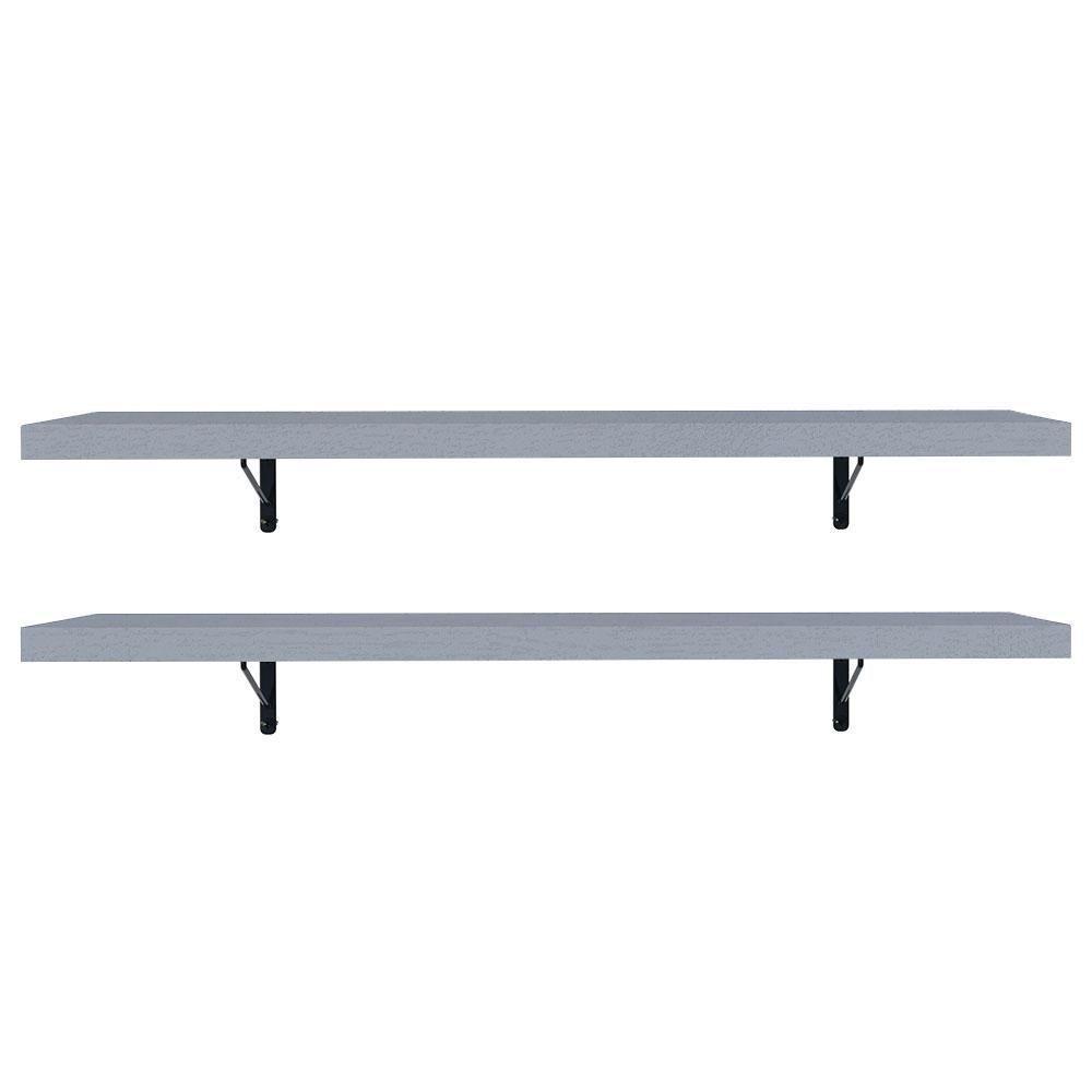 Kit 2 Prateleiras Suspensas Para Cozinha Madesa 80 Cm Com Mão Francesa - Cinza Cinza - 4