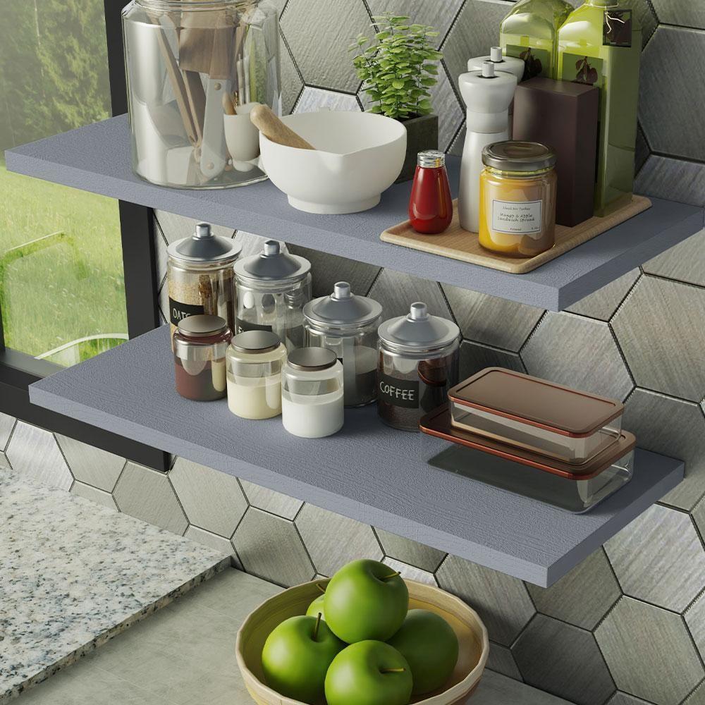 Kit 2 Prateleiras Suspensas Para Cozinha Madesa 80 Cm Com Mão Francesa - Cinza Cinza - 5