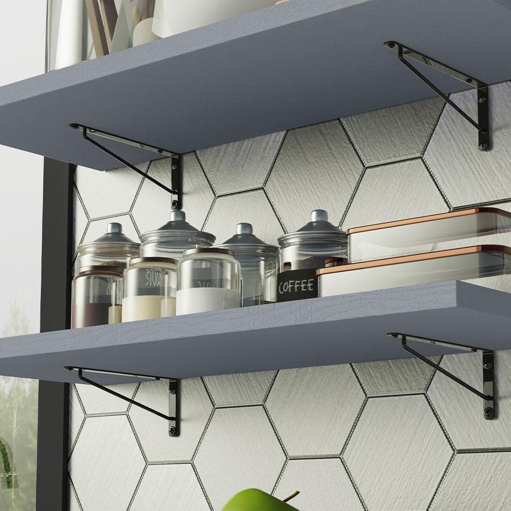 Kit 2 Prateleiras Suspensas Para Cozinha Madesa 80 Cm Com Mão Francesa - Cinza Cinza - 6