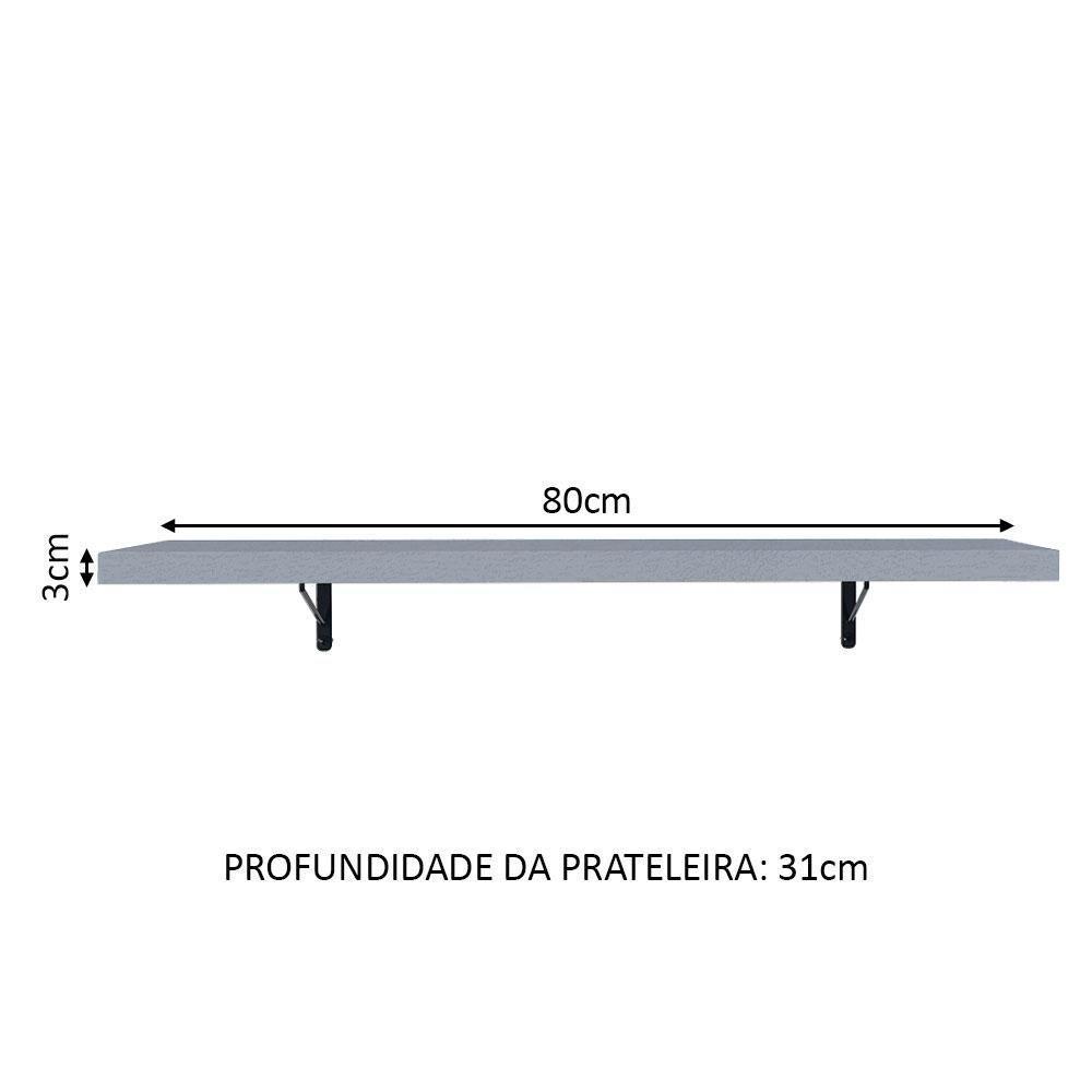 Kit 2 Prateleiras Suspensas Para Cozinha Madesa 80 Cm Com Mão Francesa - Cinza Cinza - 7