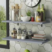 Kit 2 Prateleiras Suspensas Para Cozinha Madesa 80 Cm Com Mão Francesa - Cinza Cinza - 1