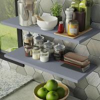 Kit 2 Prateleiras Suspensas Para Cozinha Madesa 80 Cm Com Mão Francesa - Cinza Cinza - 5