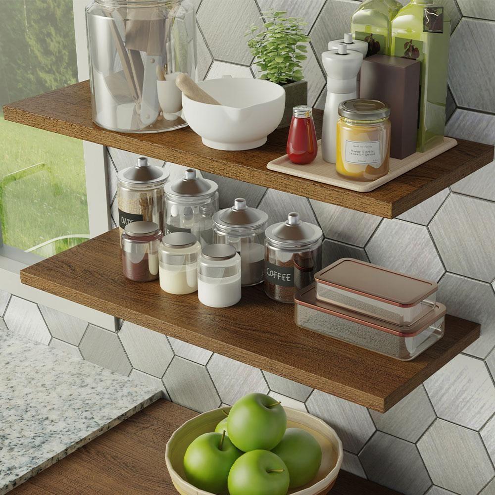 Kit 2 Prateleiras Suspensas Para Cozinha Madesa 80 Cm Com Mão Francesa - Rustic Rustic - 6