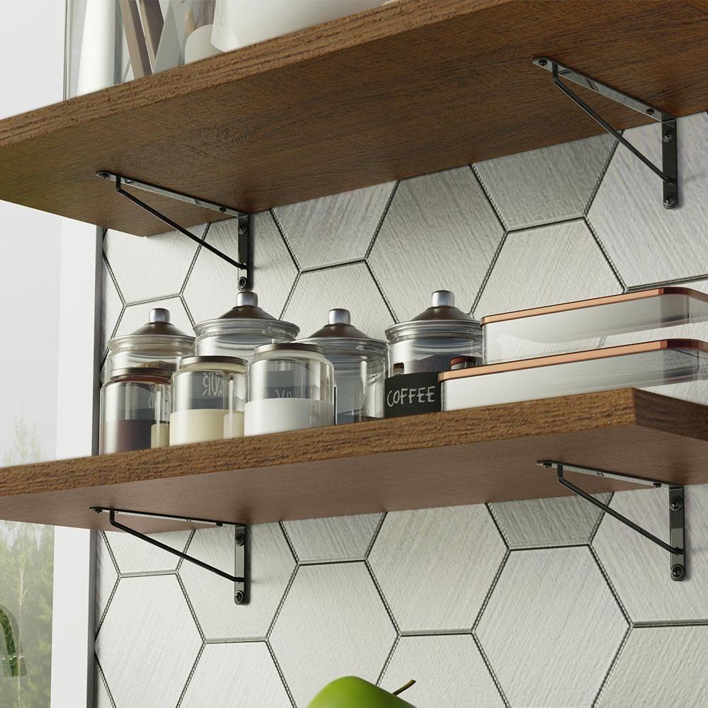Kit 2 Prateleiras Suspensas Para Cozinha Madesa 80 Cm Com Mão Francesa - Rustic Rustic - 7
