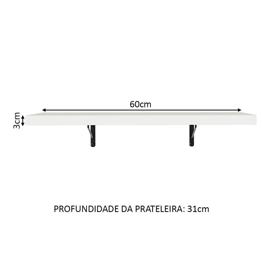 Kit 2 Prateleiras Suspensas Para Cozinha Madesa 60 Cm Com Mão Francesa - Branco Branco - 7