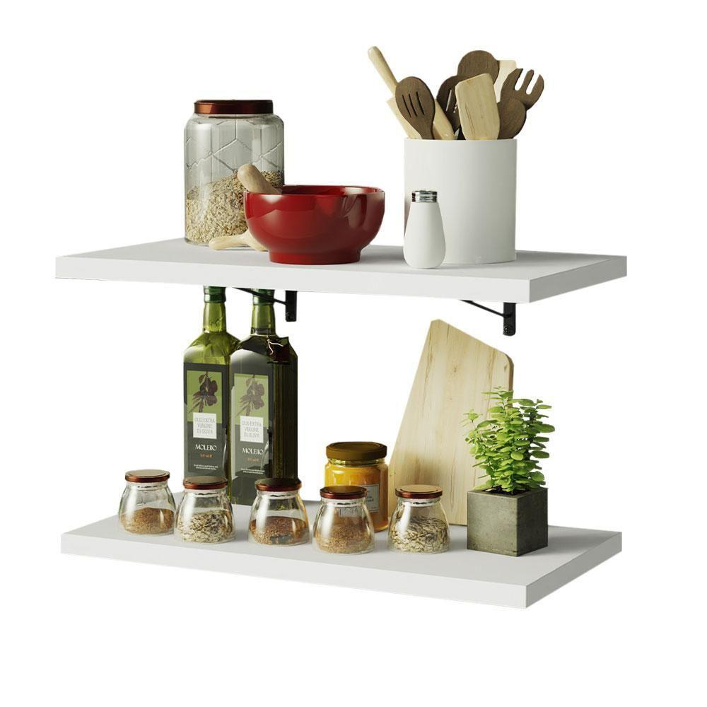 Kit 2 Prateleiras Suspensas Para Cozinha Madesa 60 Cm Com Mão Francesa - Branco Branco - 8