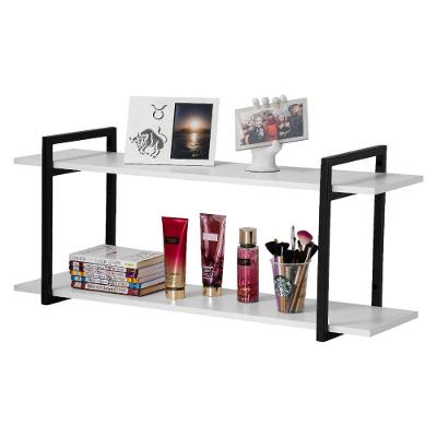 Nicho Sala e Quarto Preto com Prateleiras Branco 120cm
