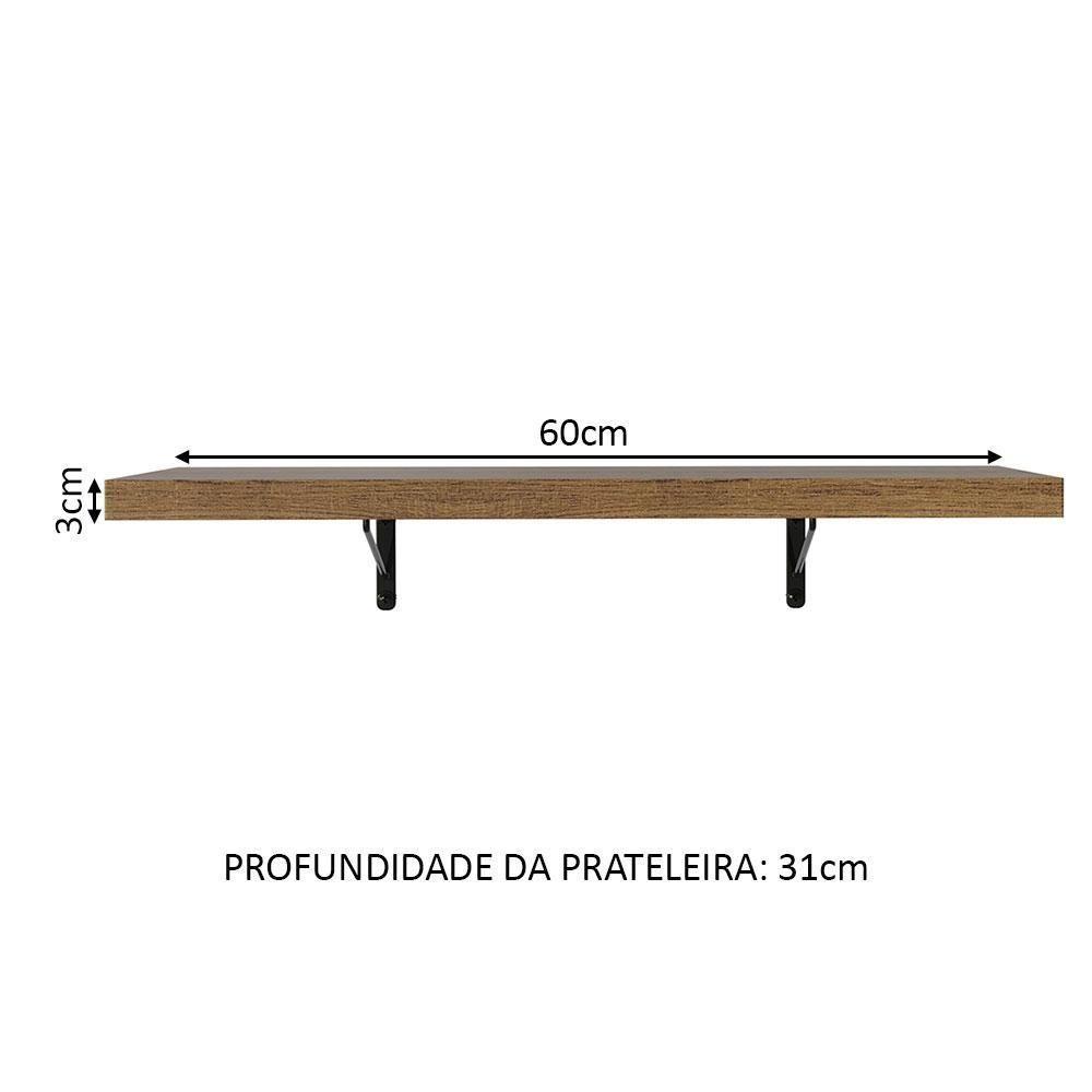 Kit 2 Prateleiras Suspensas Para Cozinha Madesa 60 Cm Com Mão Francesa - Rustic Rustic - 8