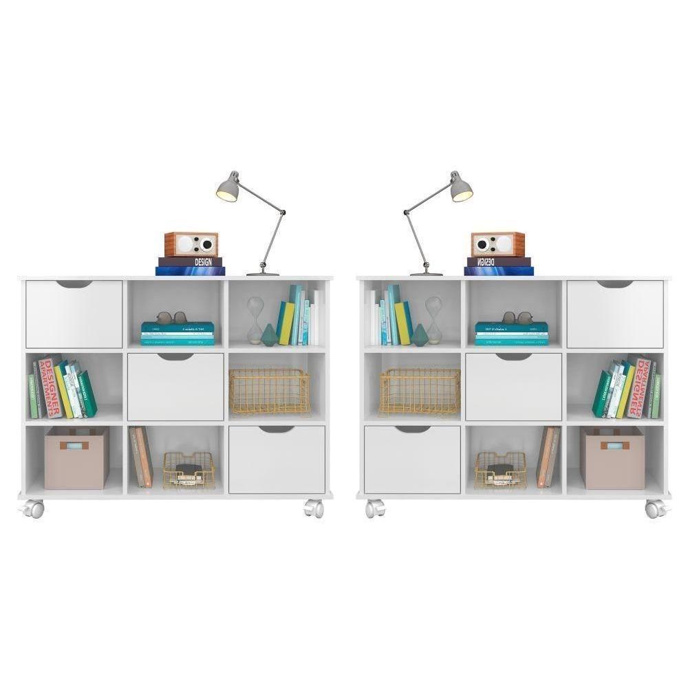 Kit 2 Nichos Organizadores Com Rodízios Toys Q01 3 Gavetas Branco - 1