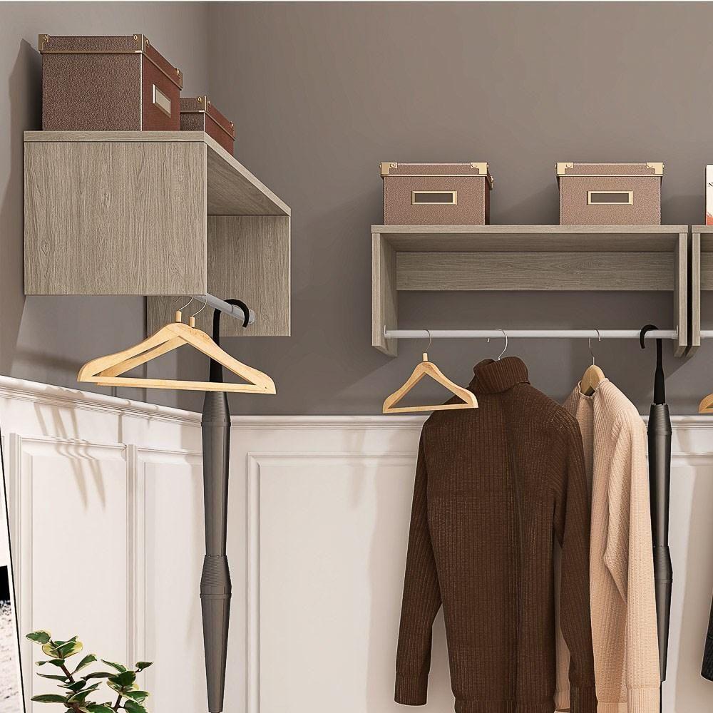 Kit 2 Nichos Cabideiros Suspensos Berlim Carvalho Castanho - 3