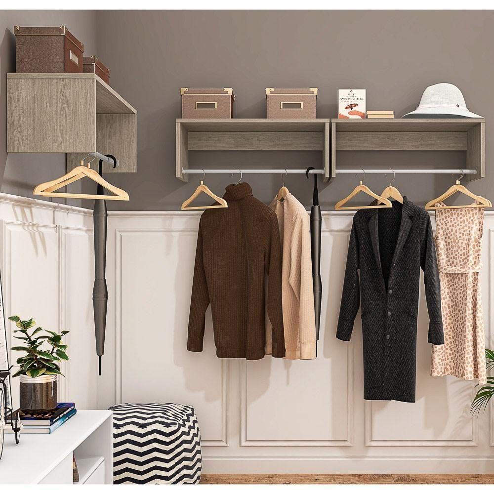 Kit 2 Nichos Cabideiros Suspensos Berlim Carvalho Castanho - 4