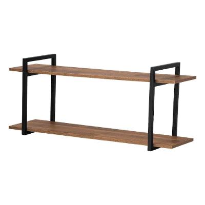 Nicho Sala e Quarto Preto com Prateleiras Amadeirado 100cm