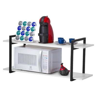 Nicho Cozinha Preto com Prateleiras Branco 60cm