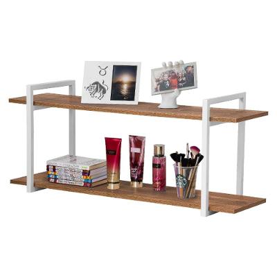 Nicho Sala e Quarto Branco com Prateleiras Amadeirado 120cm