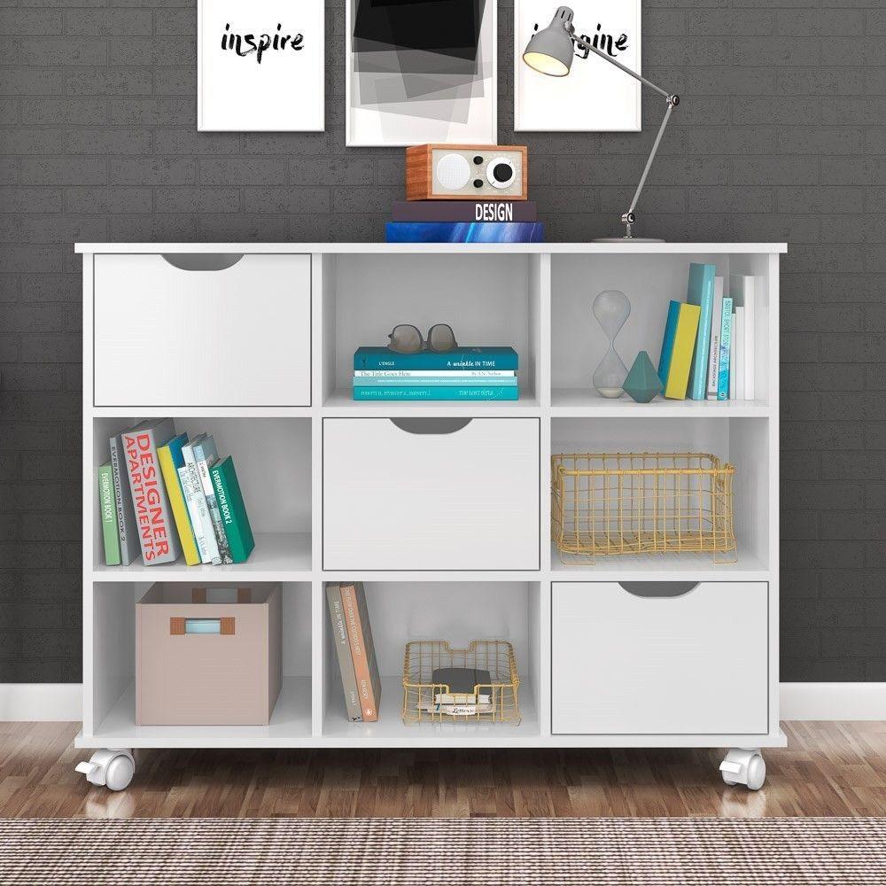 Kit 2 Nichos Organizadores Com Rodízios Toy 3 Gavetas Branco - 6