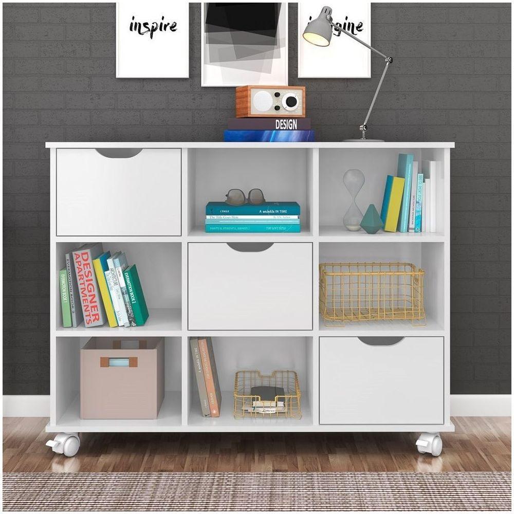 Kit 2 Nichos Organizadores Com Rodízios Toy 3 Gavetas Branco - 9
