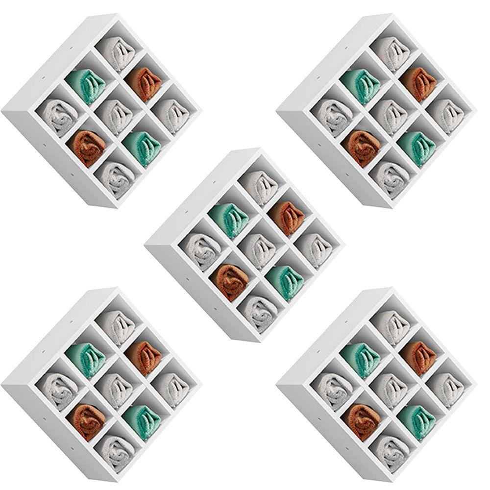 Kit 05 Nichos Porta Toalhas 09 Lugares 40x40cm Branco - 1