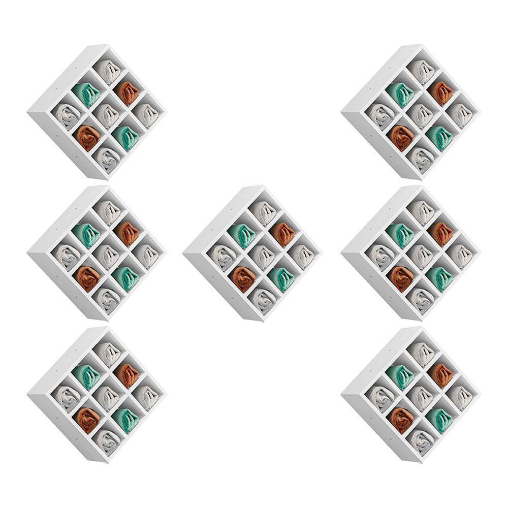 Kit 07 Nichos Porta Toalhas 09 Lugares 40x40cm Branco - 1