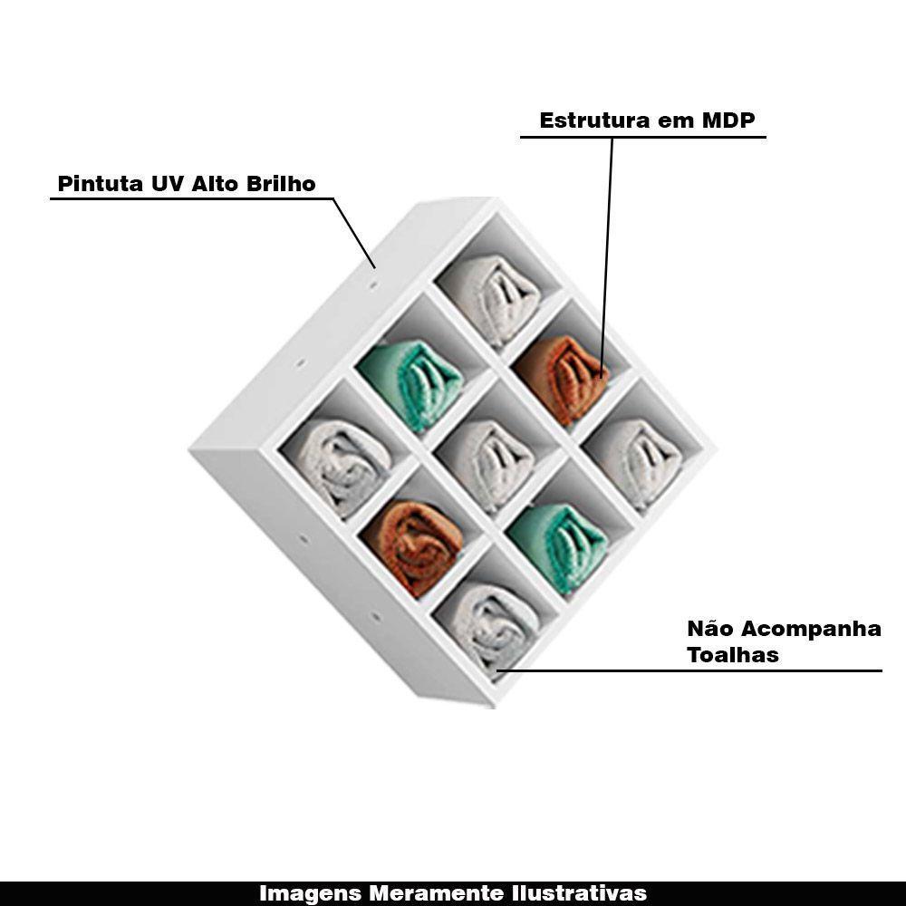 Kit 07 Nichos Porta Toalhas 09 Lugares 40x40cm Branco - 4