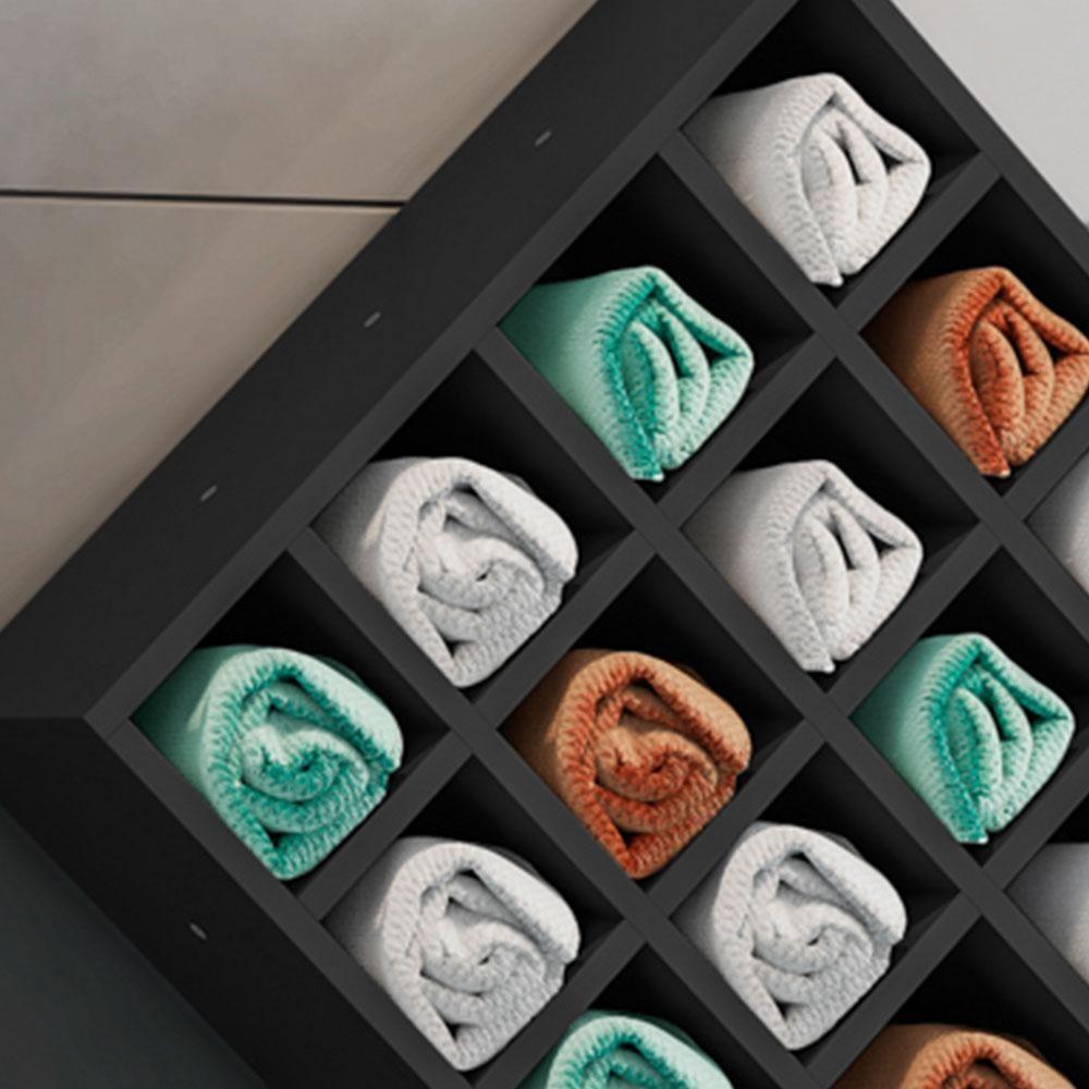 Nicho De Parede Porta Toalha Barbearia 16 Divisões Preto - 3