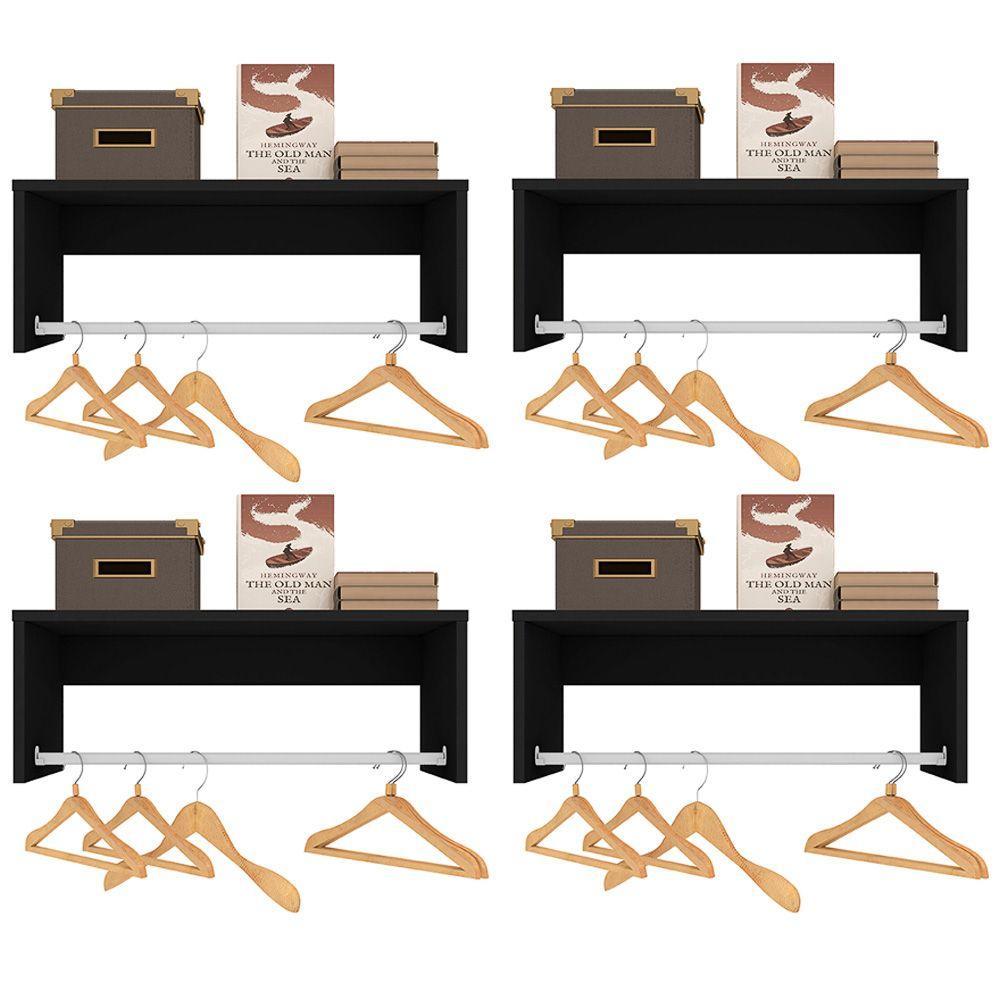 Kit 04 Nichos Suspenso Dakar com Cabideiro Preto - D´rossi - 1