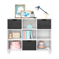 Nicho Organizador C/ 3 Gavetas C/ Rodízio Q01 Branco/Preto - 1