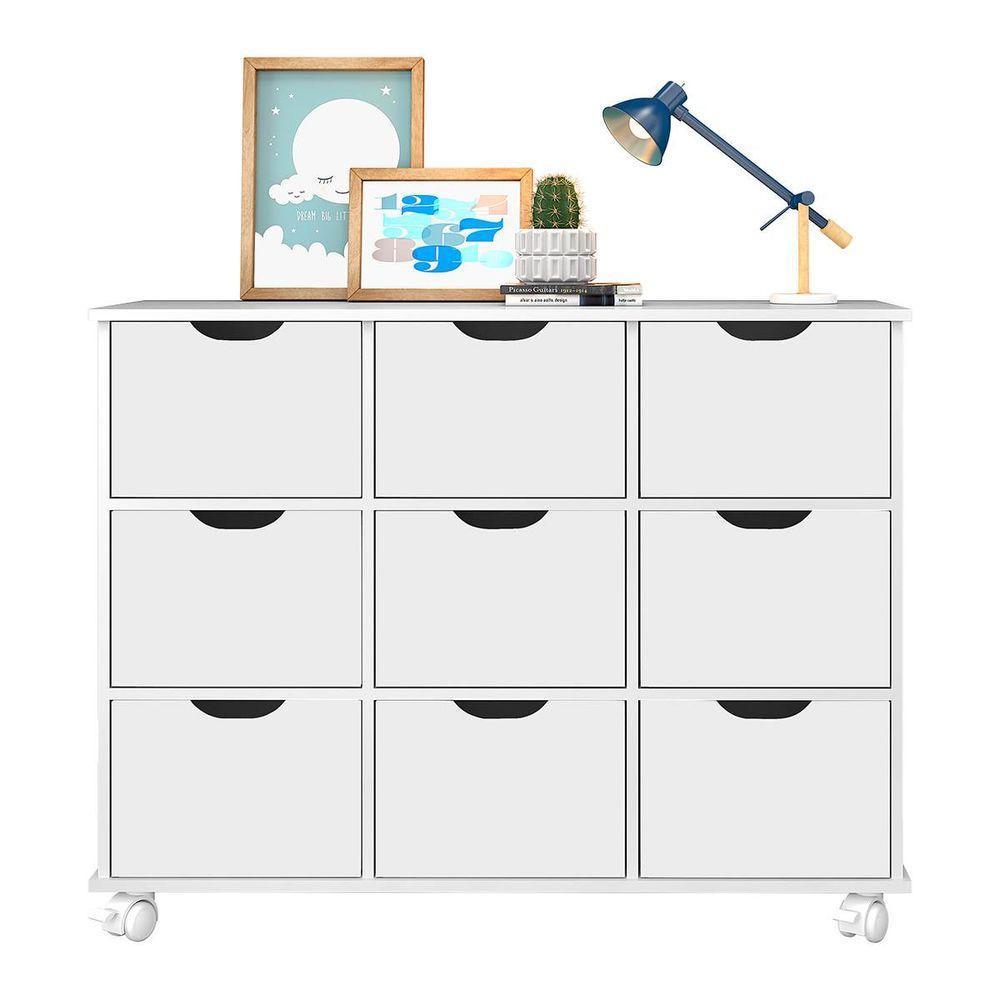 Nicho Organizador C/ 9 Gavetas C/ Rodízio Q01 Branco/Branco - 1