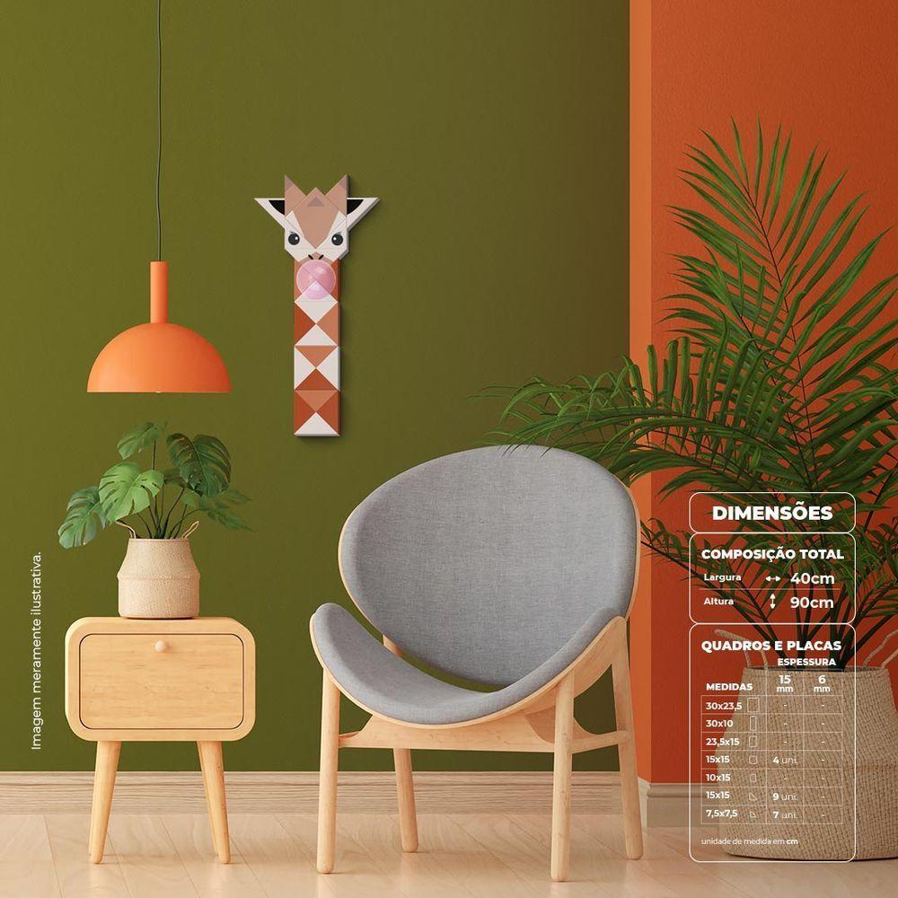 Girafa Mascando Chiclete Quadro Com 14 Peças 15mm Soft Touch - 5