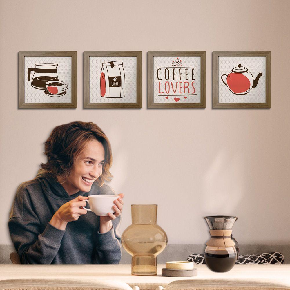 Quadro Cozinha 20x20cm Kit 4 Un Madeira - 4