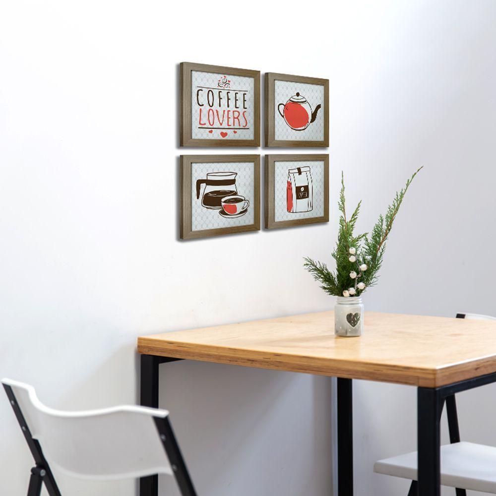 Quadro Cozinha 20x20cm Kit 4 Un Madeira - 5