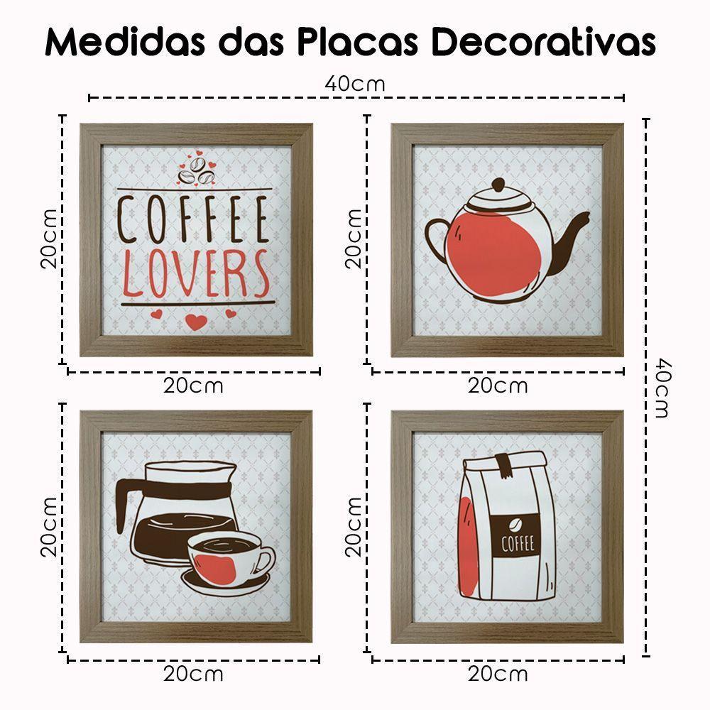 Quadro Cozinha 20x20cm Kit 4 Un Madeira - 7
