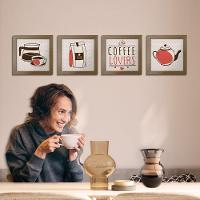 Quadro Cozinha 20x20cm Kit 4 Un Madeira