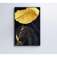 Quadro Folhas Douradas 2 40x60 Cm Vidro Impresso - 10