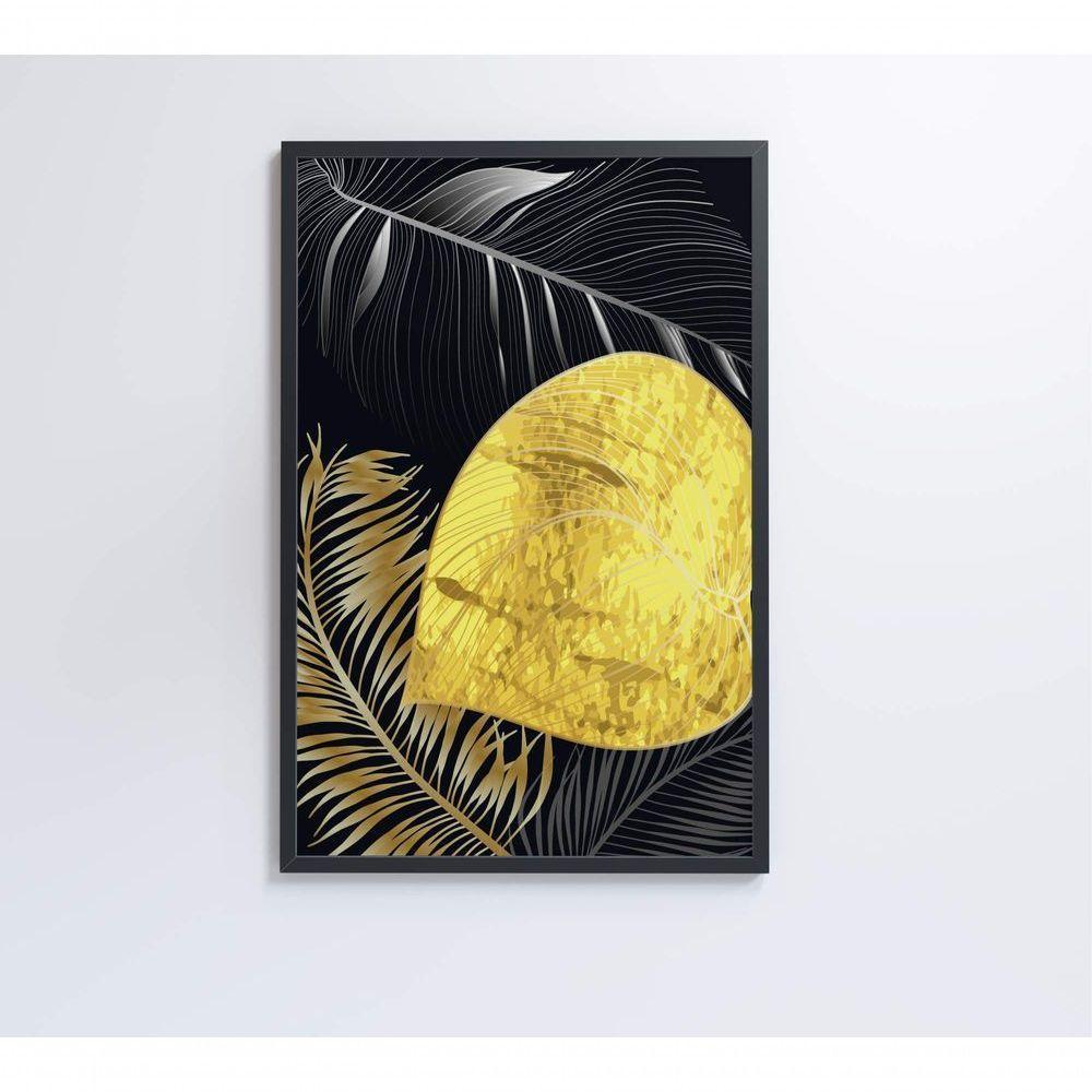 Quadro Folhas Douradas 1 60x90 Cm Tecido Canvas - 2