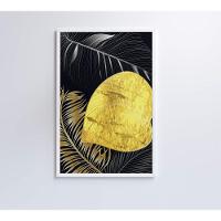 Quadro Folhas Douradas 1 60x90 Cm Tecido Canvas - 3