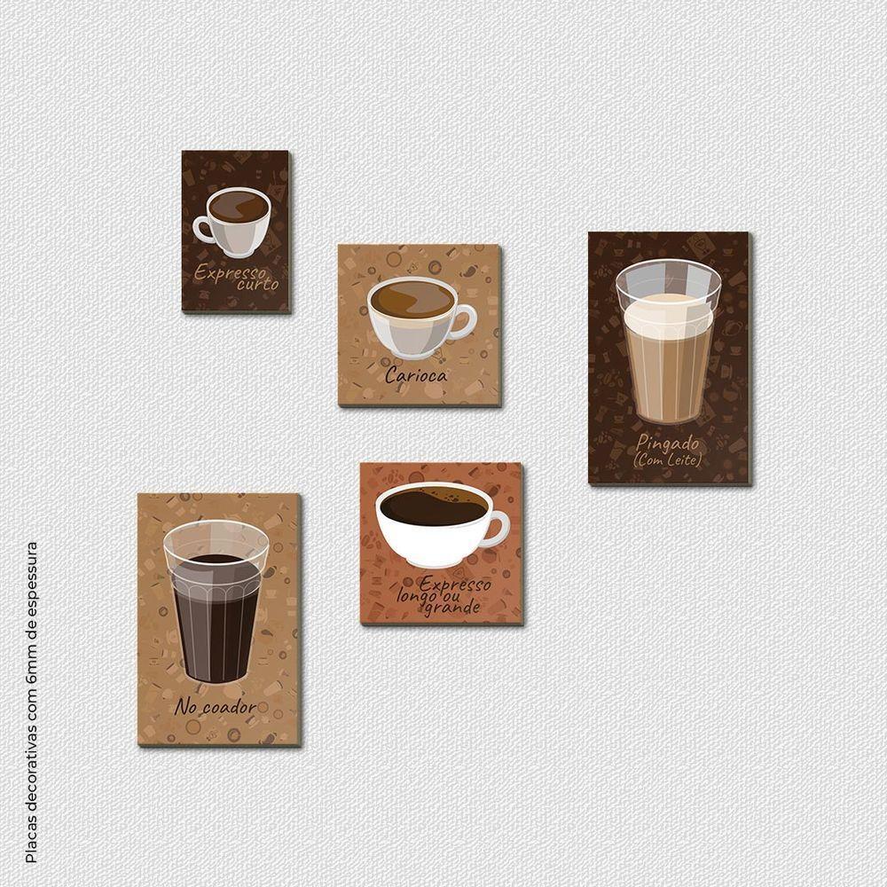 Tipos De Café Quadro Com 5 Peças 6mm Placa Soft Touch - 1