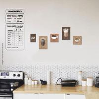 Tipos De Café Quadro Com 5 Peças 6mm Placa Soft Touch - 5