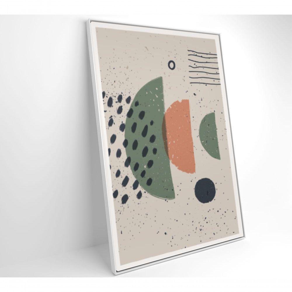 Quadro Abstrato Círculo, Pontos E Meia Lua 90x60 Cm Tecido Canvas - 6