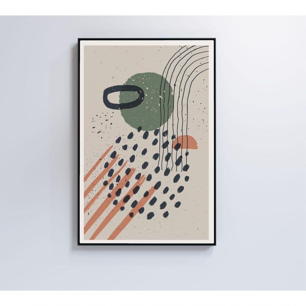 Quadro Abstrato Circulo, Linhas E Pontos 90x60 Cm Tecido Canvas - 2