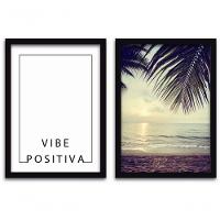 Conjunto Quadros 2pçs 40X60 Vibe Positiva Moldura Preta - 1