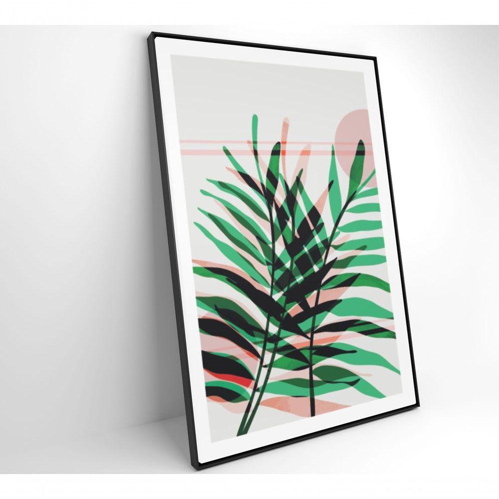 Quadro Pintura Folha Verde E Rosa 2 40x60 Cm Tecido Canvas - 6